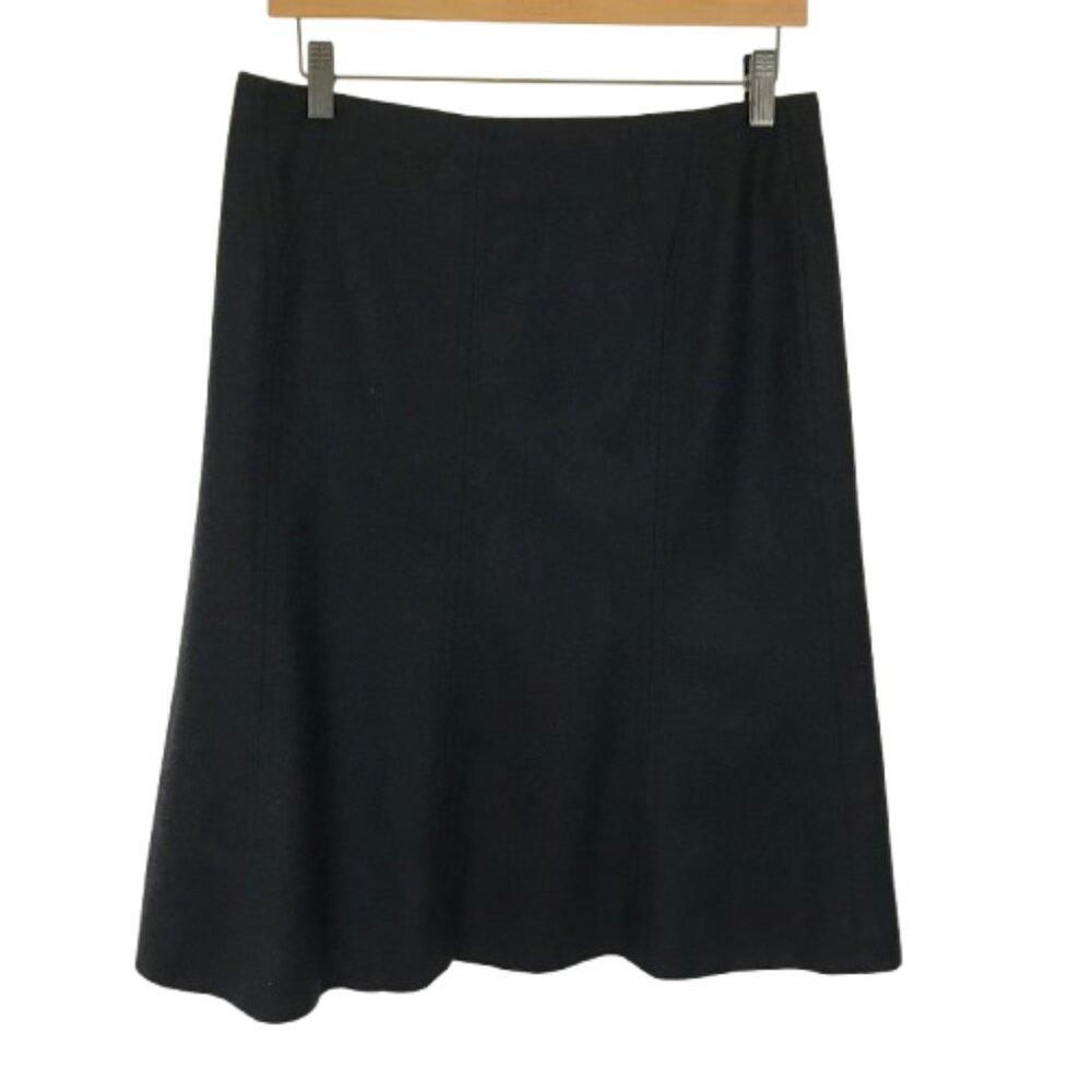 Womens Size 8 Akris Punto Dark Gray Charcoal Pure Wool A-Line Skirt